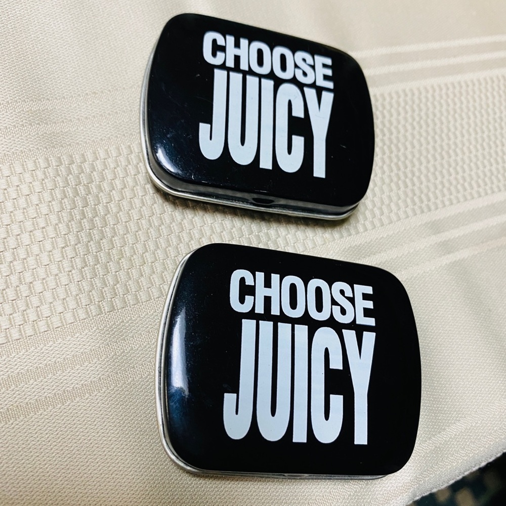 2 Juicy Couture black logo jewelery mint tin cases - rare & unique!